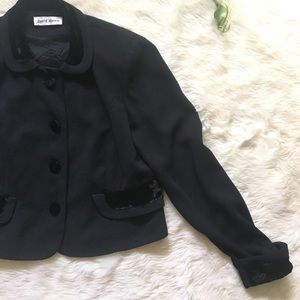 80s Crushed Velvet Round Collar Crop Blazer